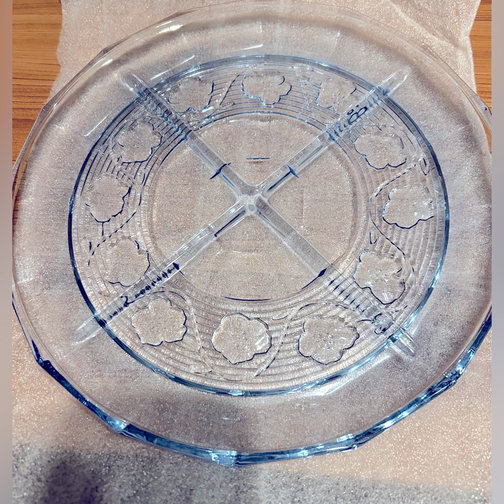 Vintage Anchor Hocking Divided Relish Plate, Beautiful Light Blue Color